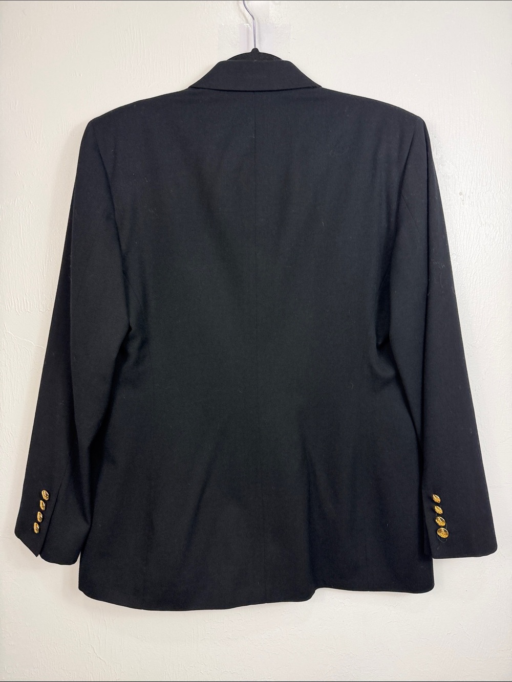 Vintage Austin Reed Black Wool Blazer Gold Button Double Breasted Jacket Size 8 - Picture 4 of 12